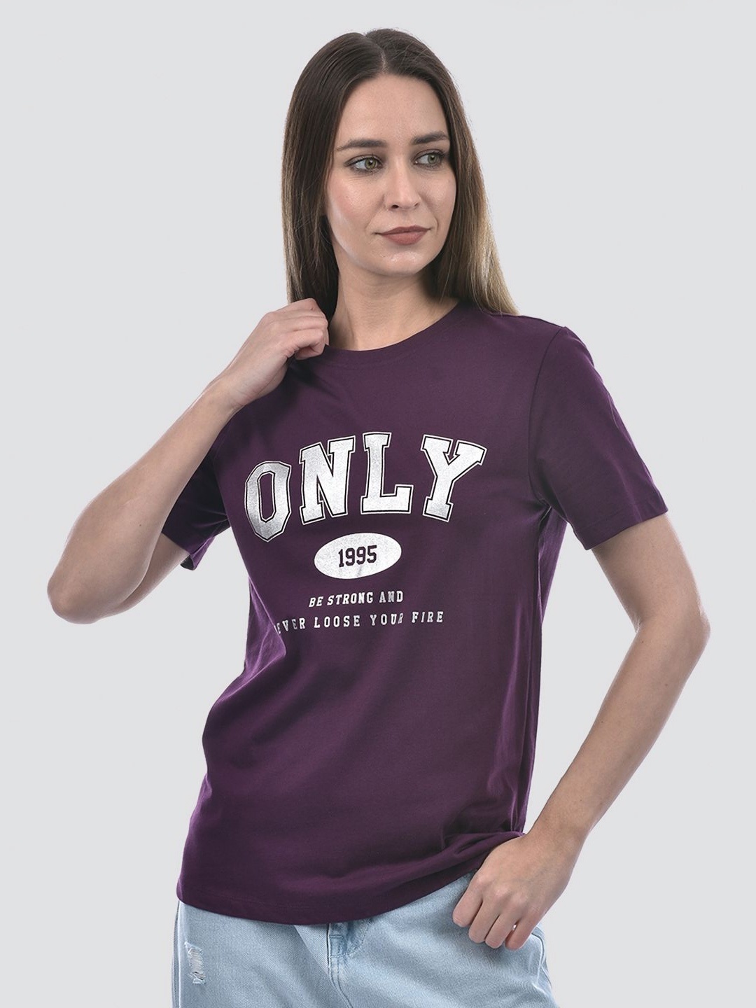 

ONLY Women Printed Extended Sleeves Pockets T-shirt, Purple