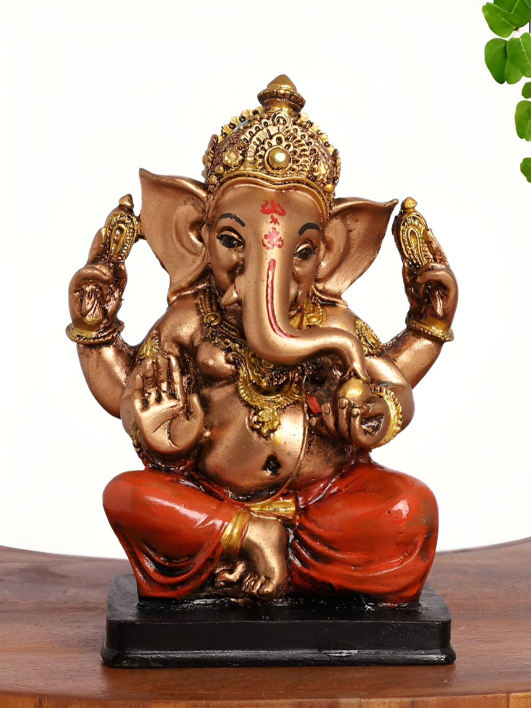 

INTERNATIONAL GIFT Red Copper-Toned Lord Ganesha Religious Idol Showpiece