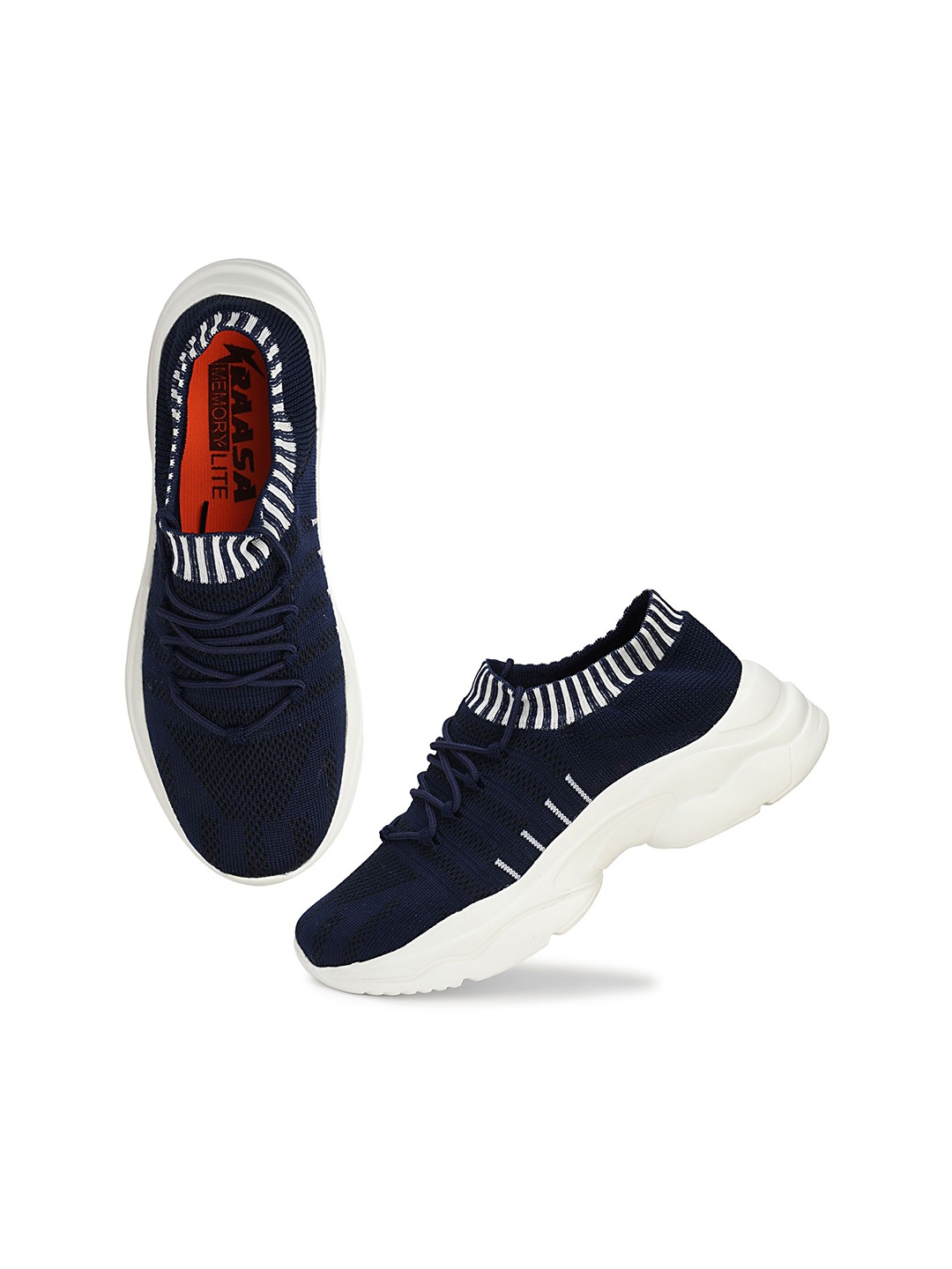 

KRAASA Women Mesh Lace-Ups Running Shoes With Flymesh Technology, Navy blue