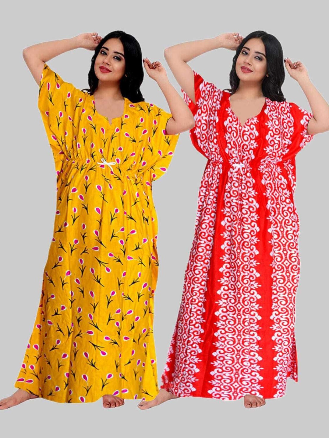 

PR PINK ROYAL Printed Maxi Nightdress, Yellow