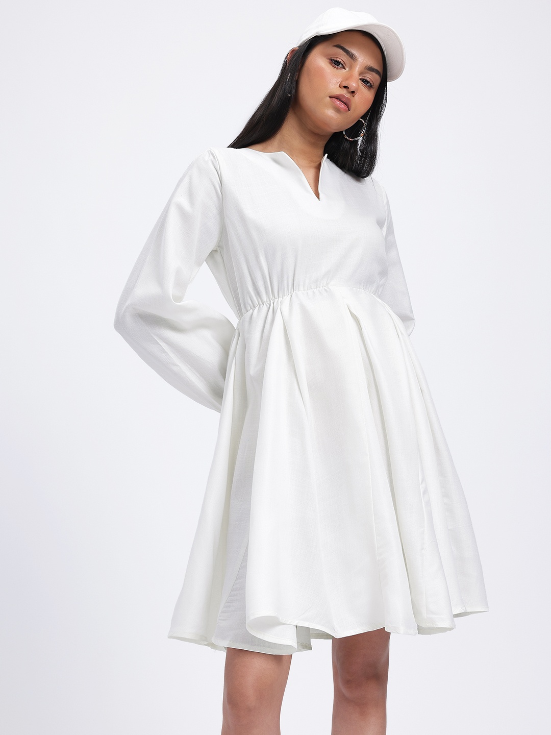 

glitchez Softly Worn Fit & Flare Dress, White