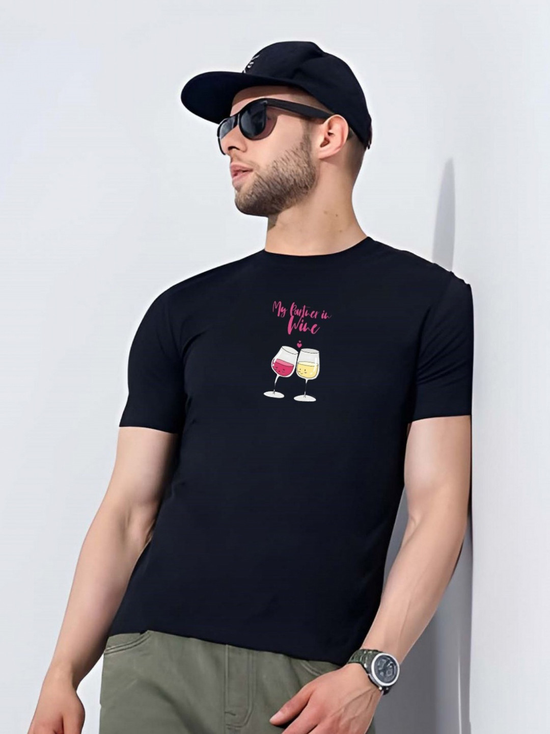 

SZN Men Graphic Printed Round Neck Cotton Slim Fit T-shirt, Black