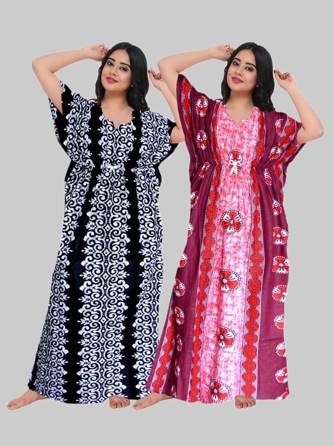 

PR PINK ROYAL Printed Maxi Nightdress, Black