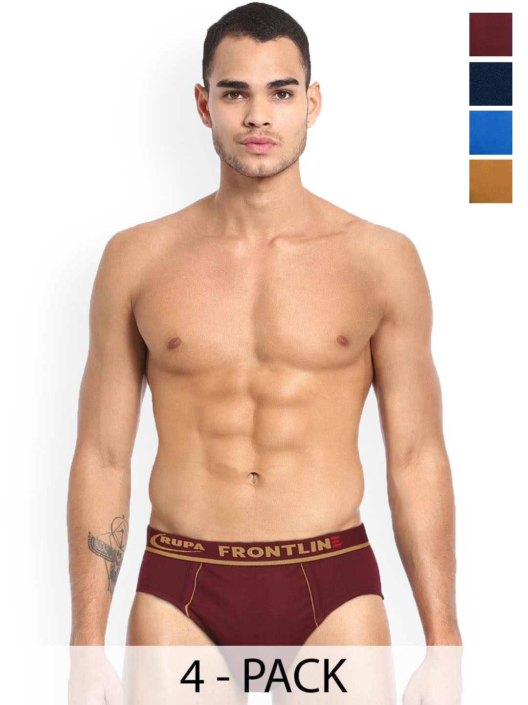 

Rupa Pack Of 4 Assorted Pure Cotton Basic Briefs - Frontline-Expando-Plain-4--75