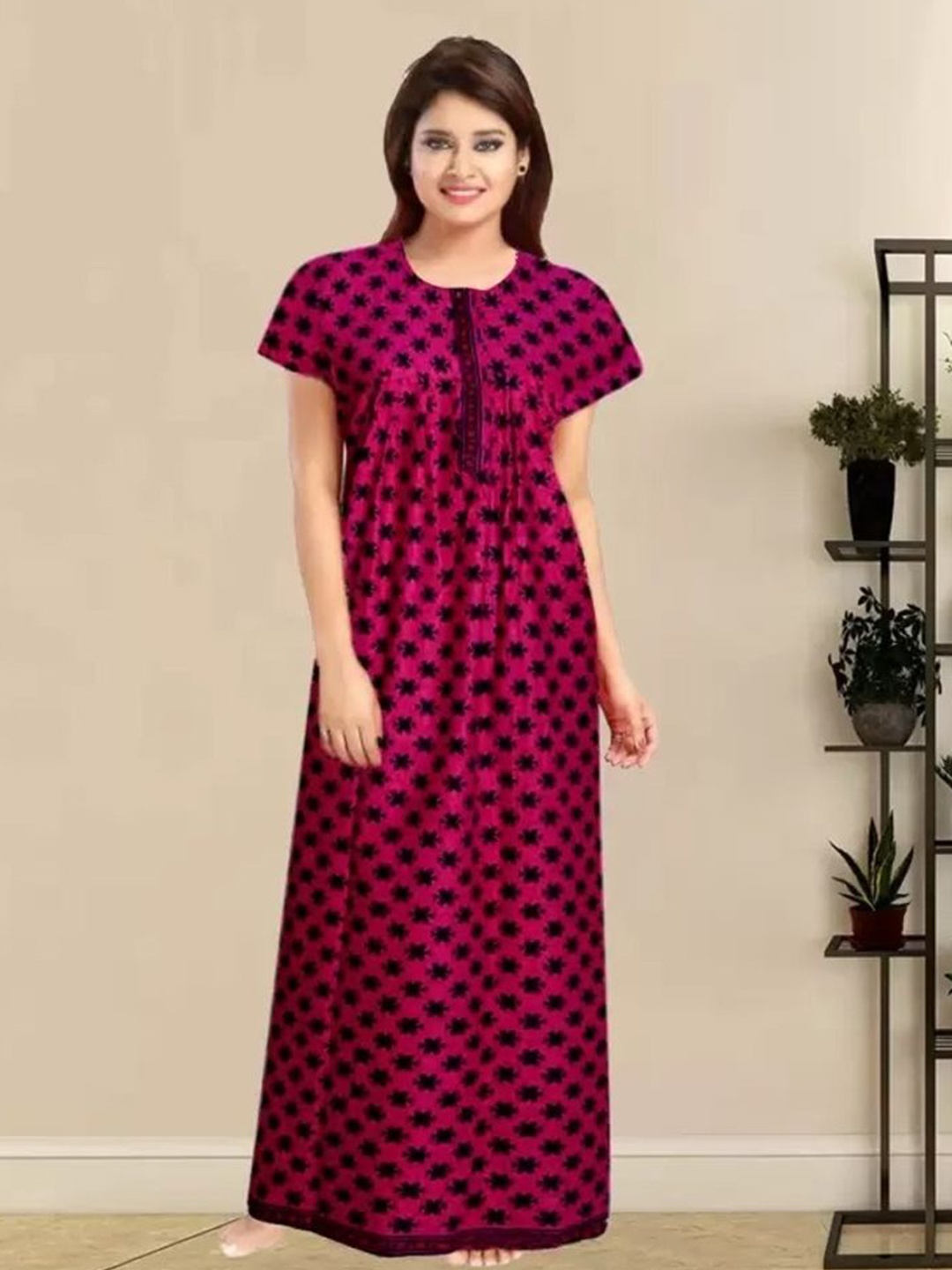 

PR PINK ROYAL Printed Maxi Nightdress