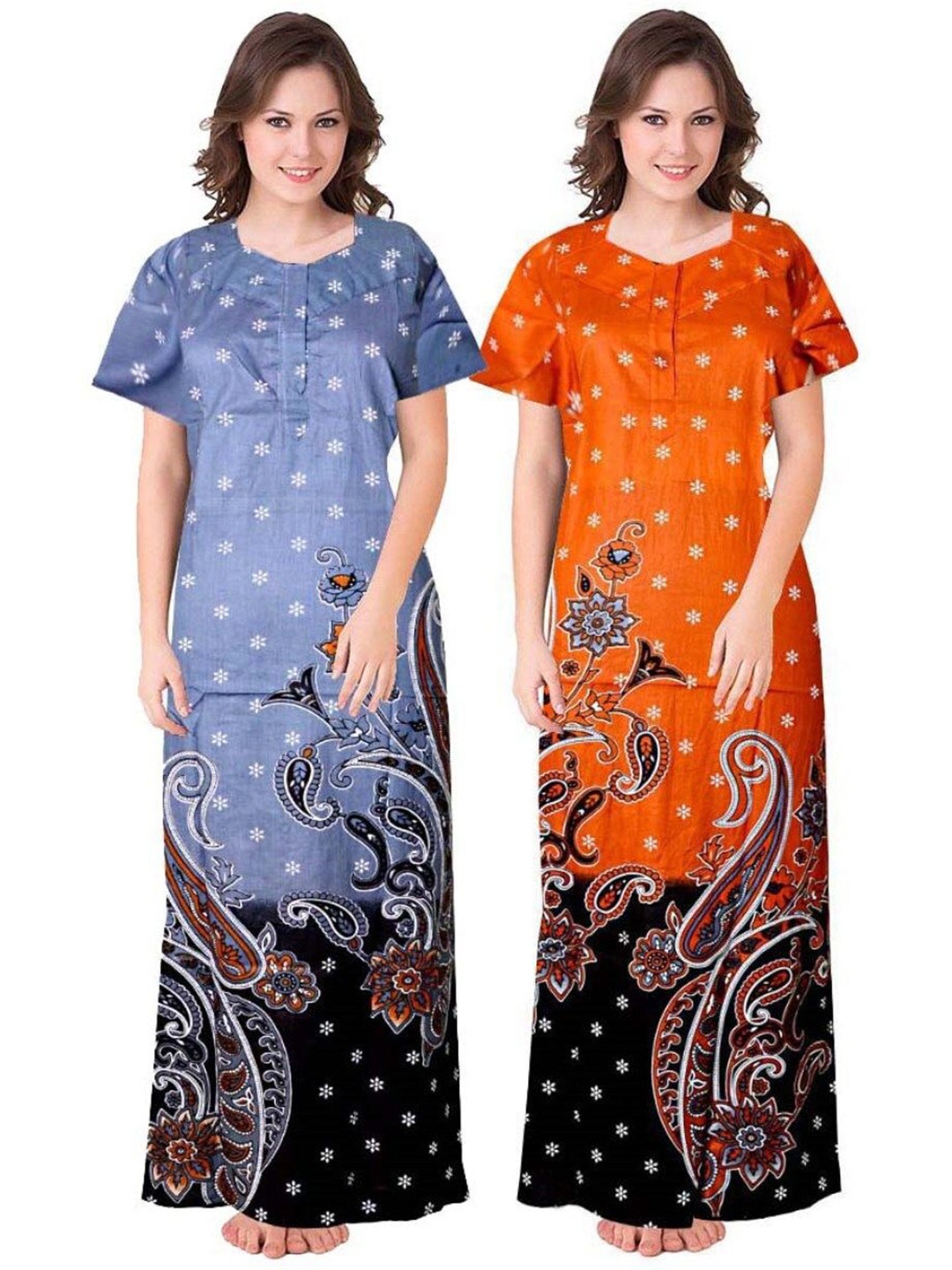 

PR PINK ROYAL Printed Maxi Nightdress, Orange