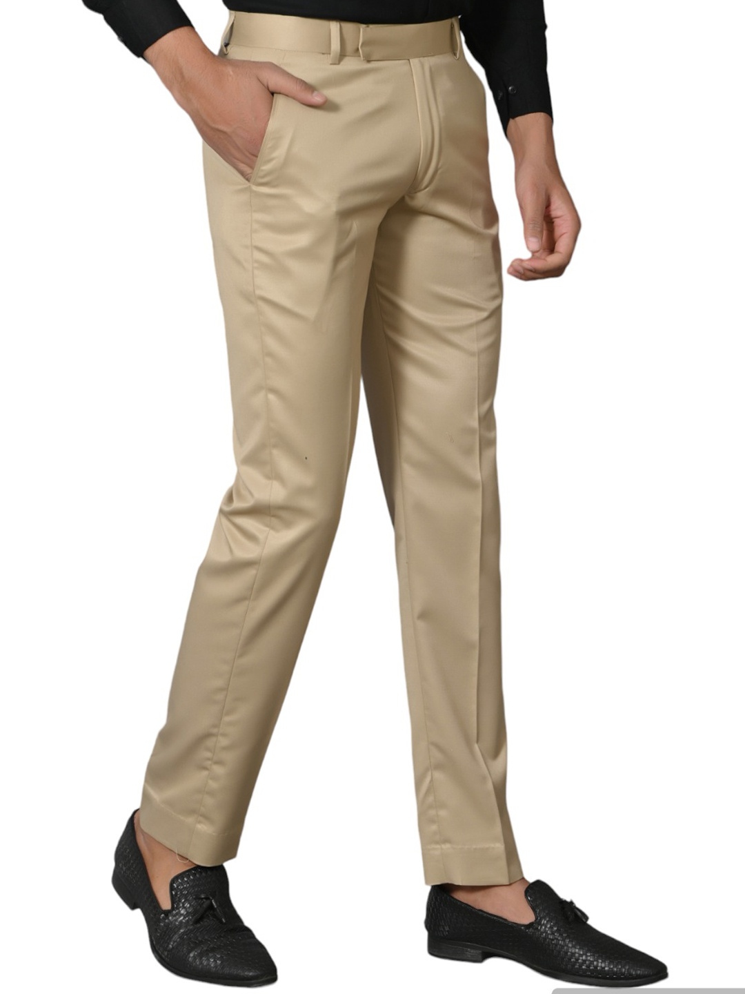 

UC NB FASHION Men Classic Easy Wash Mid-Rise Formal Trousers, Cream