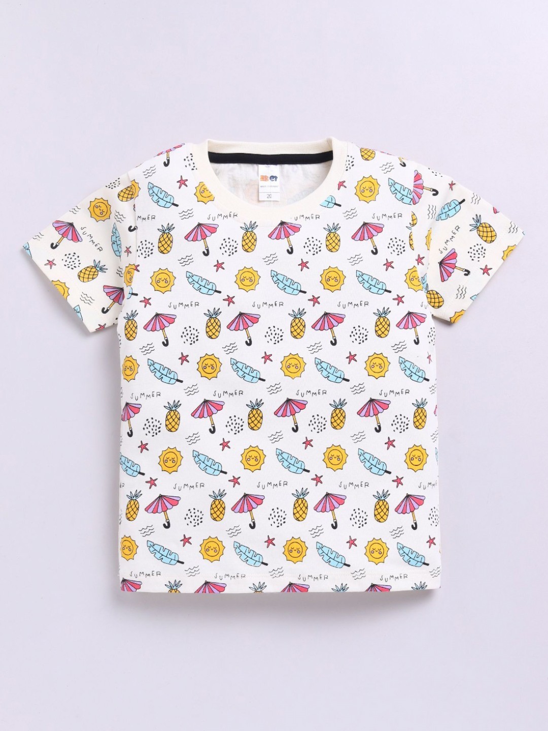 

LITTLE NINJA Boys Conversational Printed Round Neck Cotton T-shirt, White