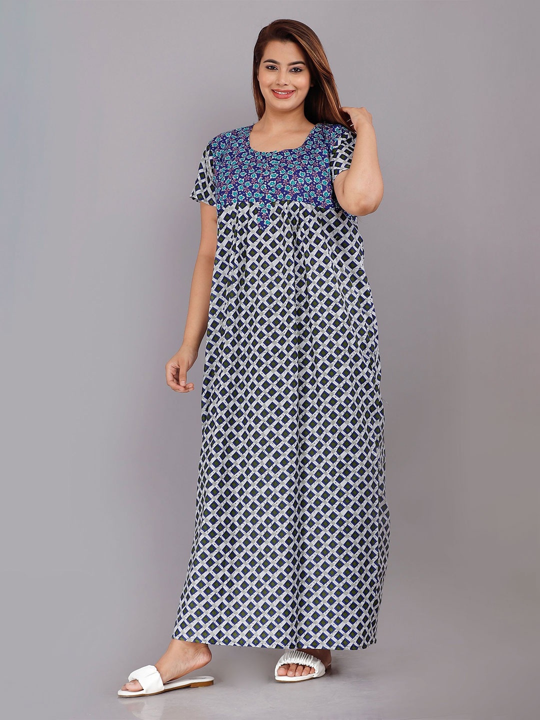 

PR PINK ROYAL Printed Maxi Nightdress, Blue