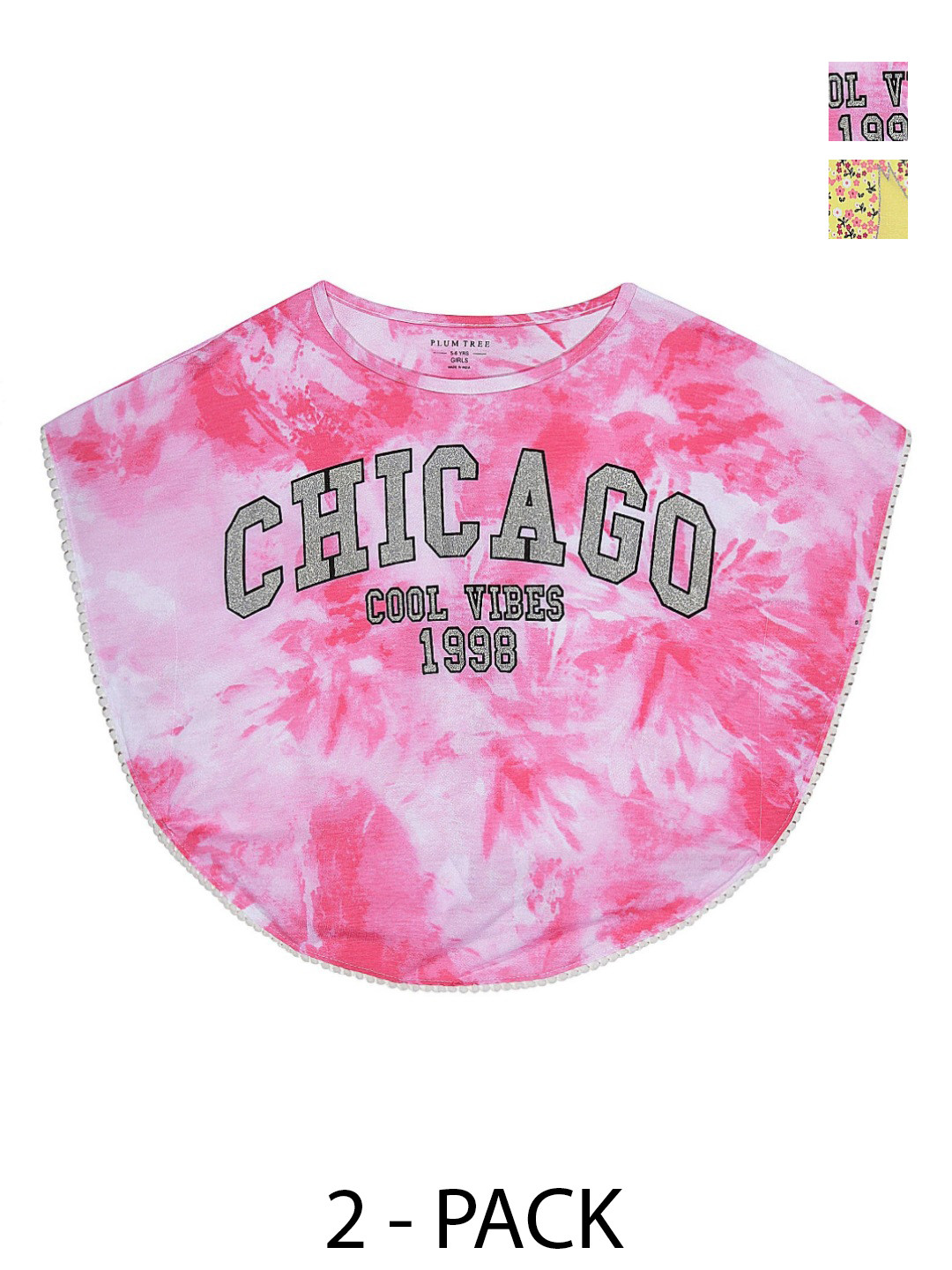 

PLUM TREE Girls Pack Of 2 Graphic Printed Top, Off white