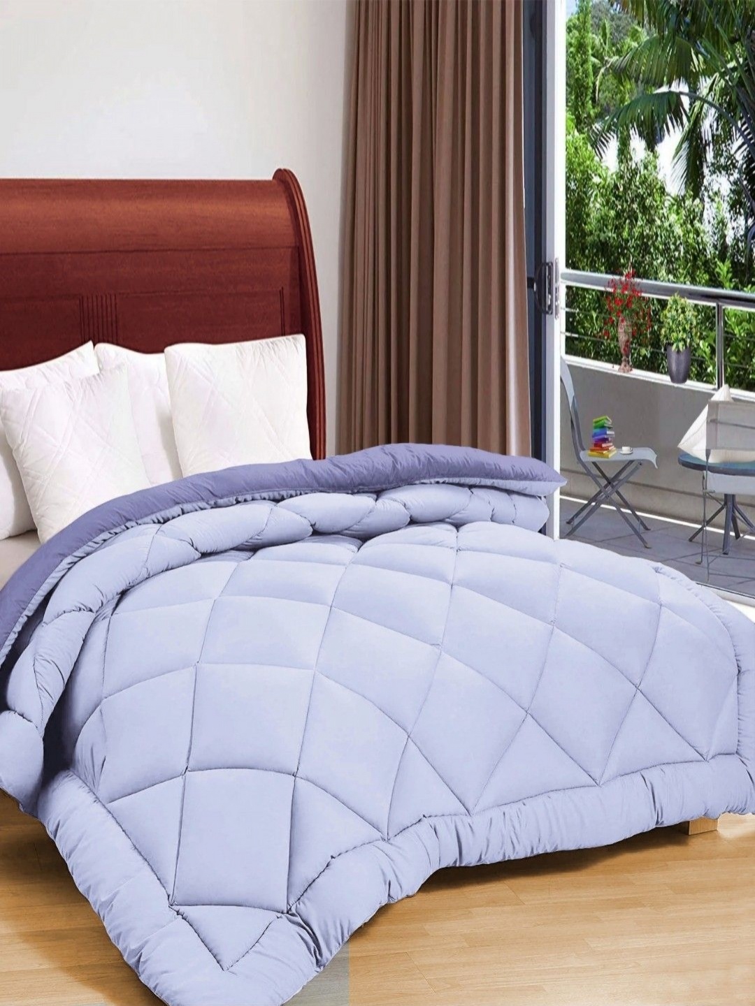 

VAS COLLECTIONS Premium Blue Microfiber 210 GSM Mild Winter Double Bed Comforter