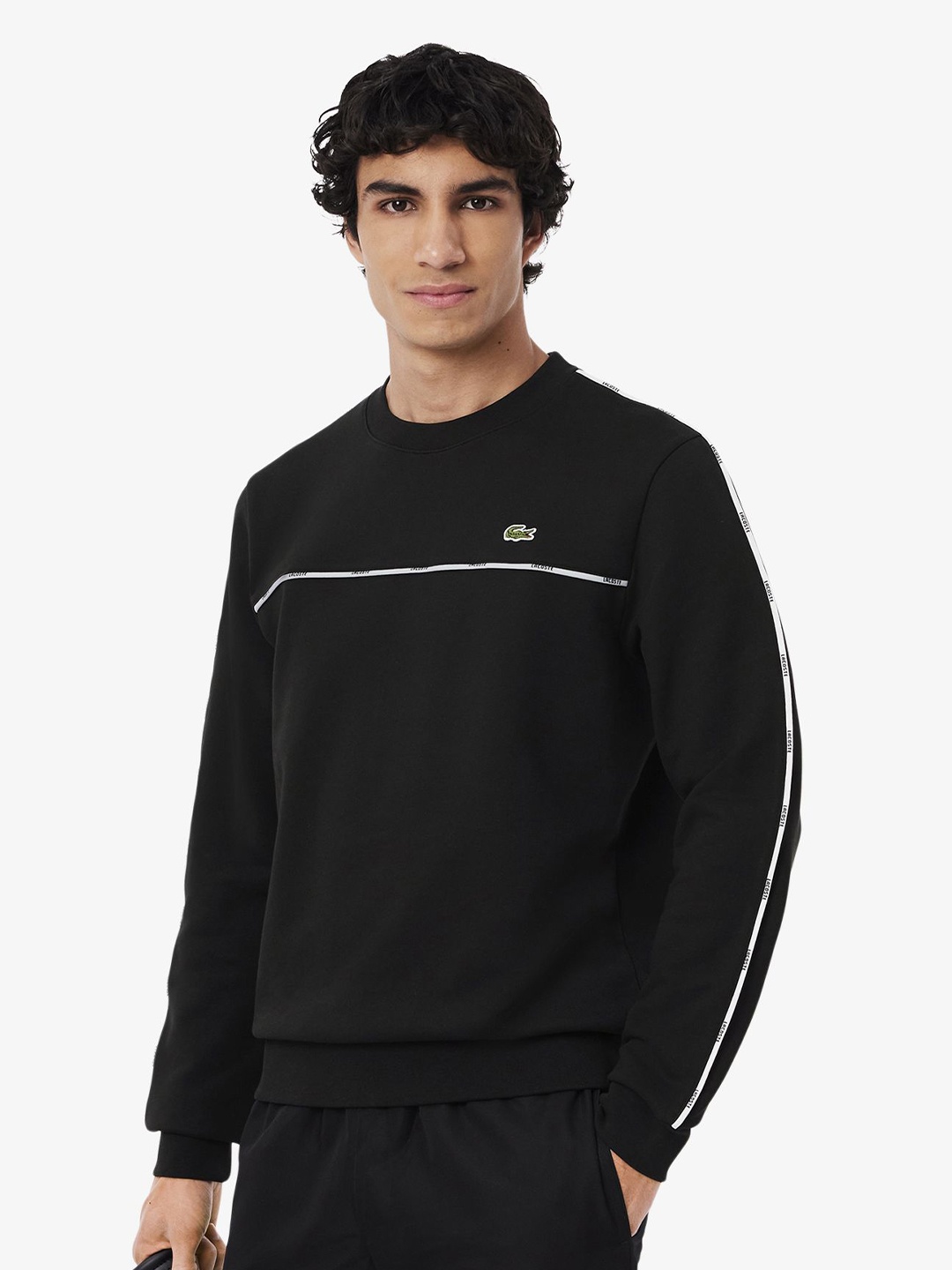 

Lacoste Men Round Neck Pullover Cotton Sweatshirt, Black