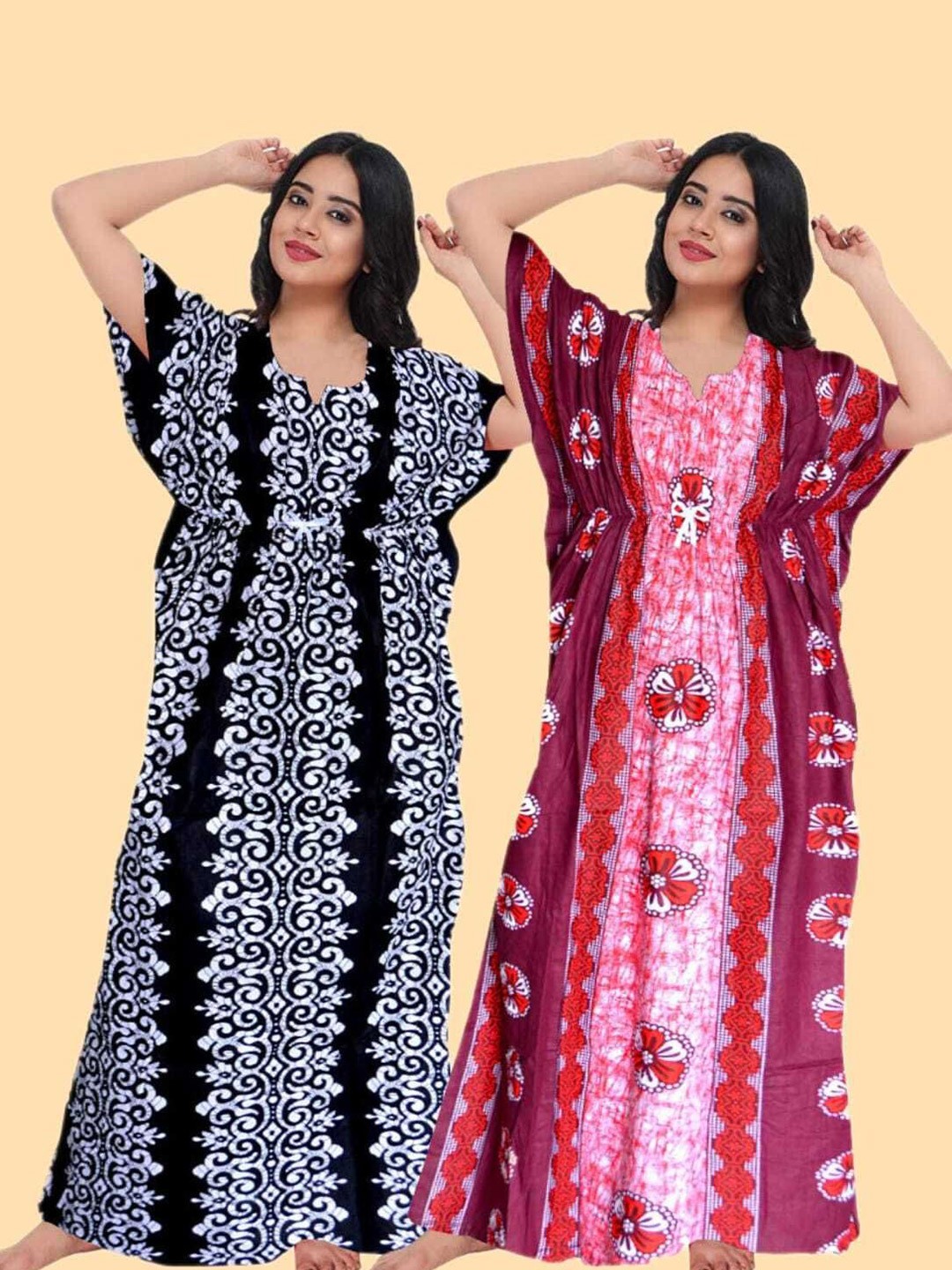 

PR PINK ROYAL Printed Maxi Nightdress, Black