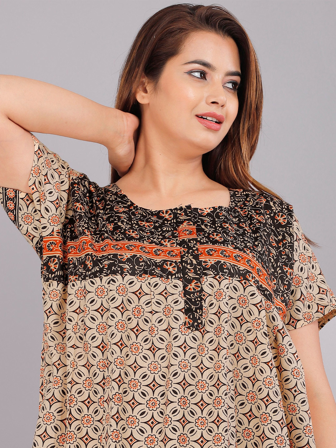 

PR PINK ROYAL Printed Maxi Nightdress, Brown