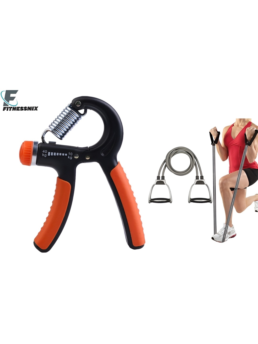 

YMD Set Of 2 Double Toning Tube & Hand Gripper Workout Accessories, Black
