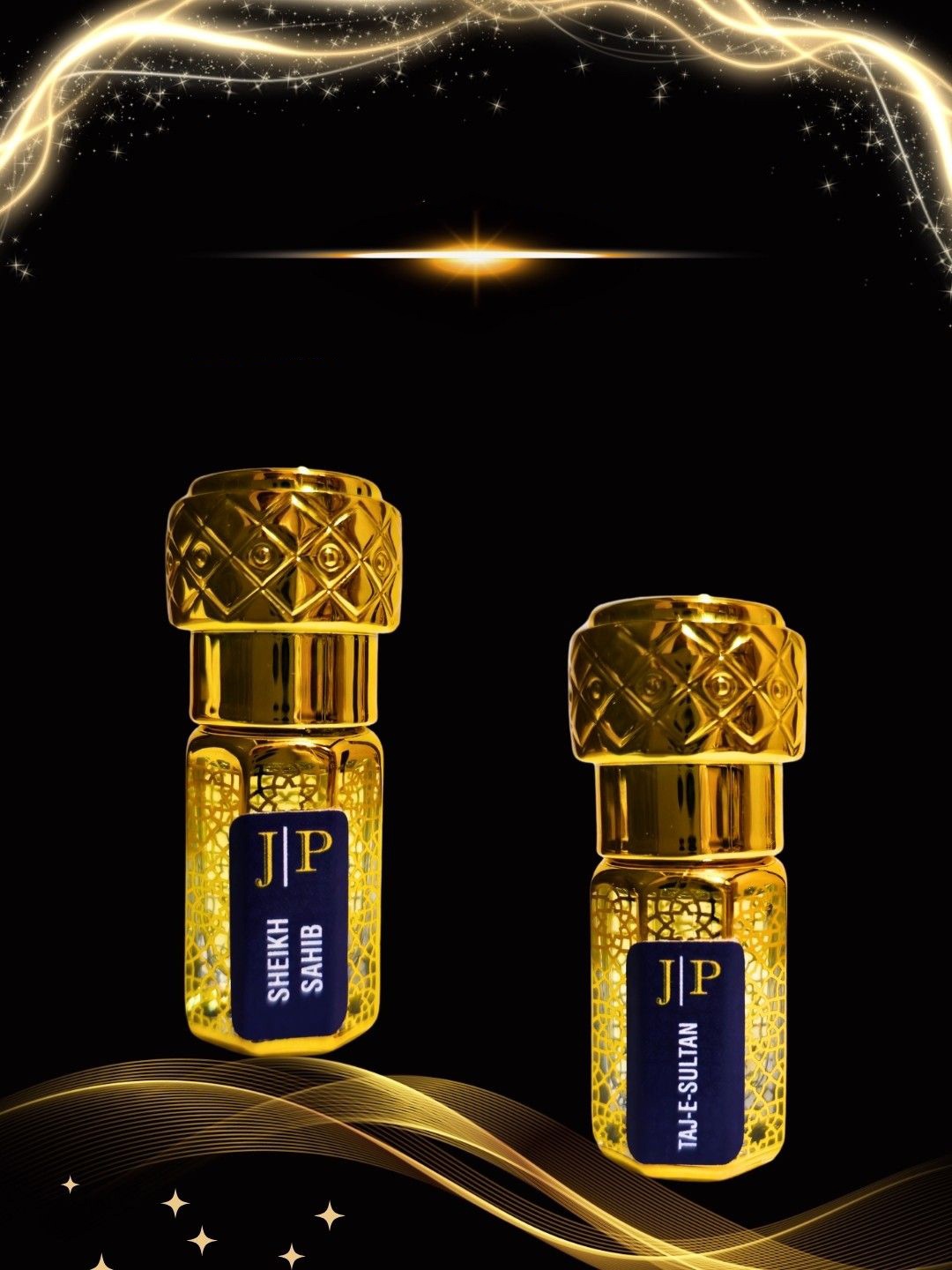 

Jeval Men Set Of 2 Sheikh Sahib & Taj-E-Sultan Alcohol Free Attar - 3 ml Each, Gold