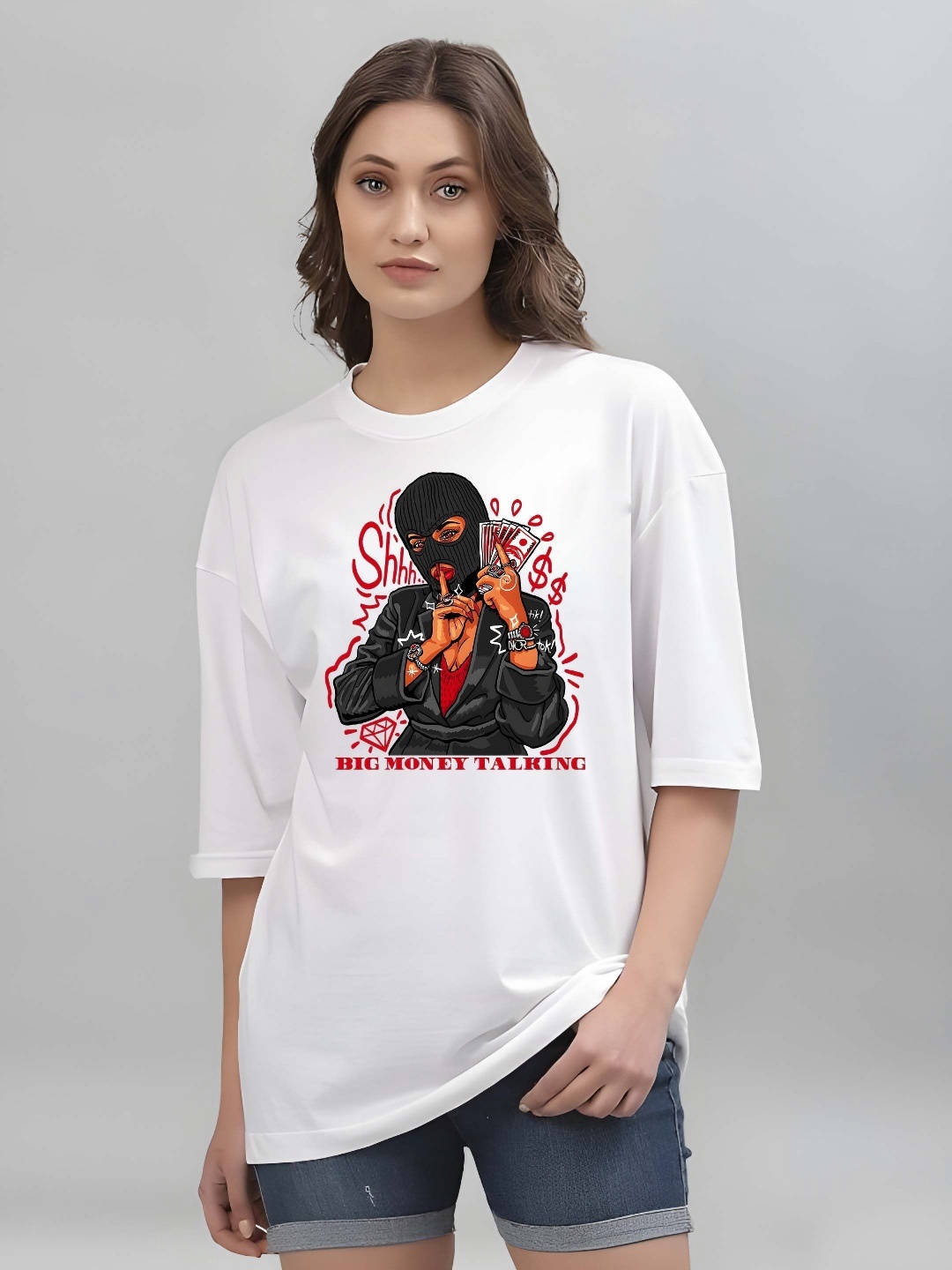 

SZN Women Drop-Shoulder Sleeves T-shirt, White