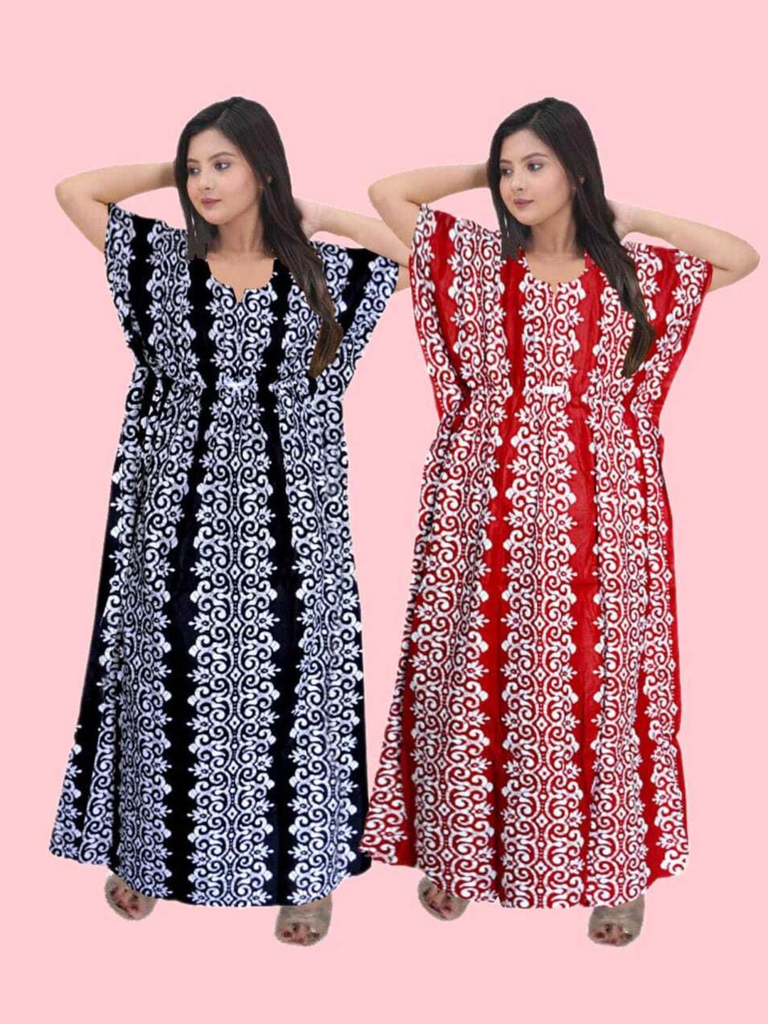 

PR PINK ROYAL Printed Maxi Nightdress, Maroon