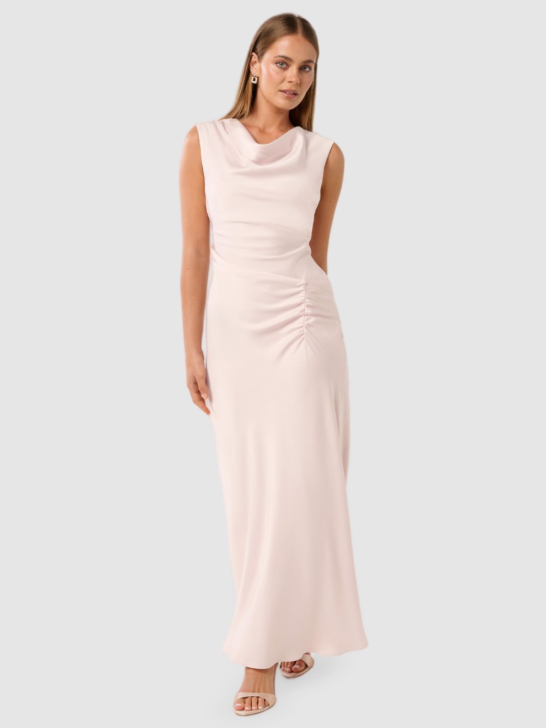 

Forever New Cowl Neck Satin Maxi Dress, Pink