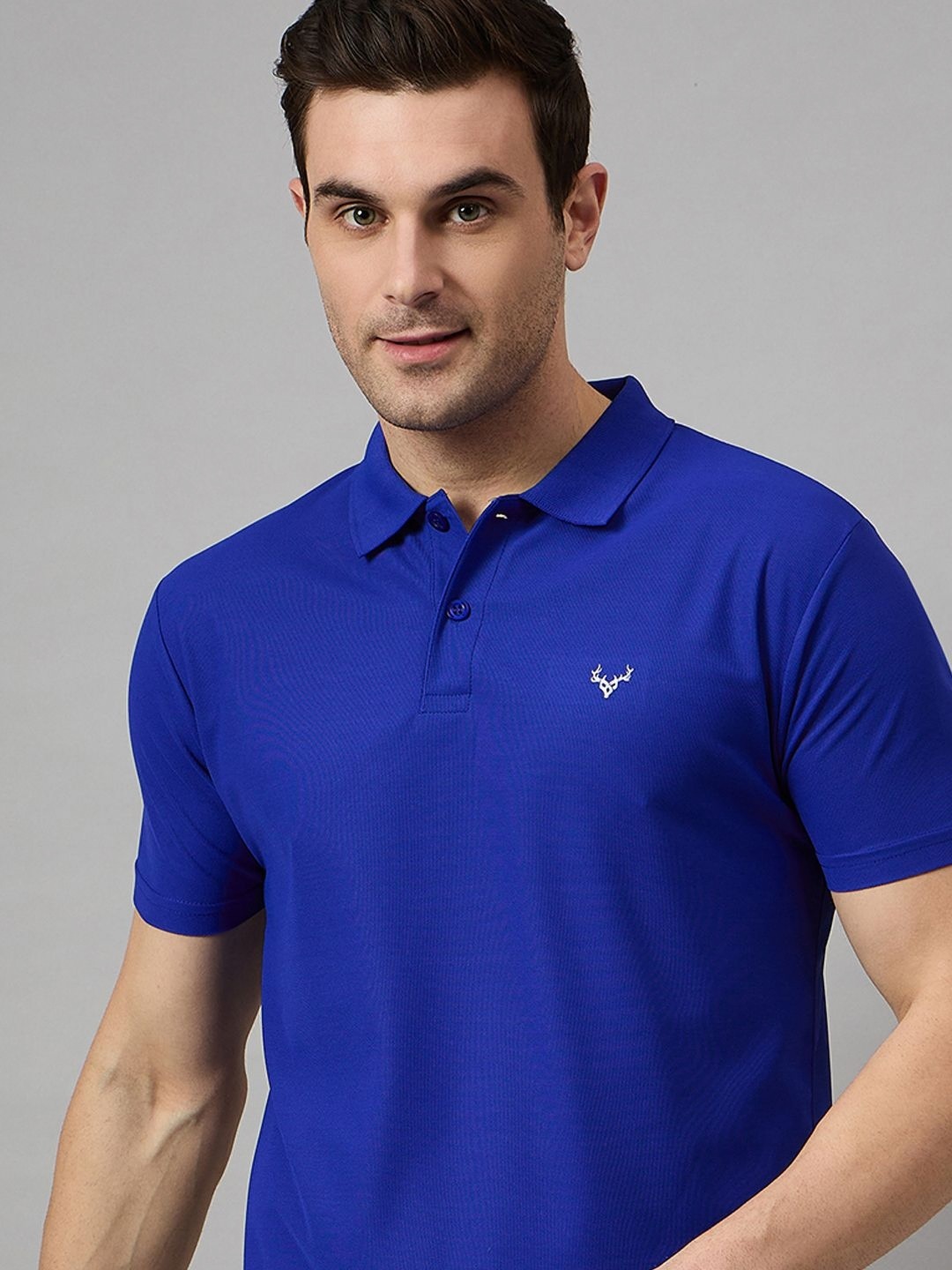 

BRONATION Men Solid Polo Collar Cotton T-shirt, Blue