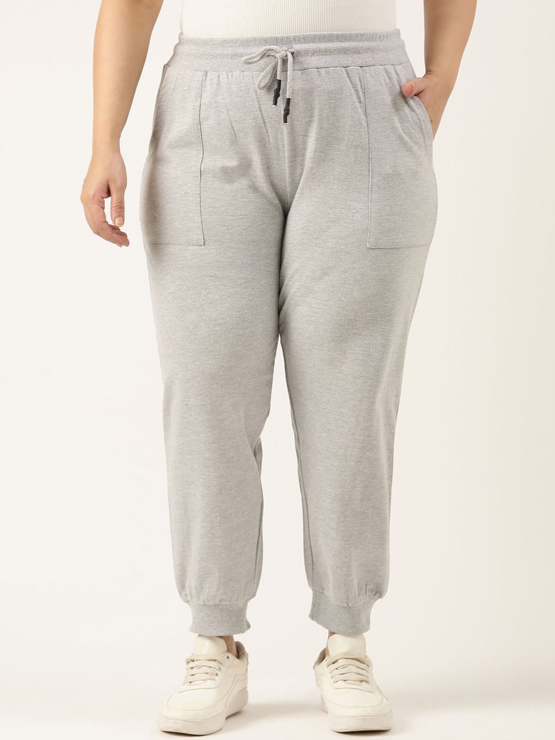 

MARCA Bold Women Cotton Mid Rise Joggers Trousers, Grey melange