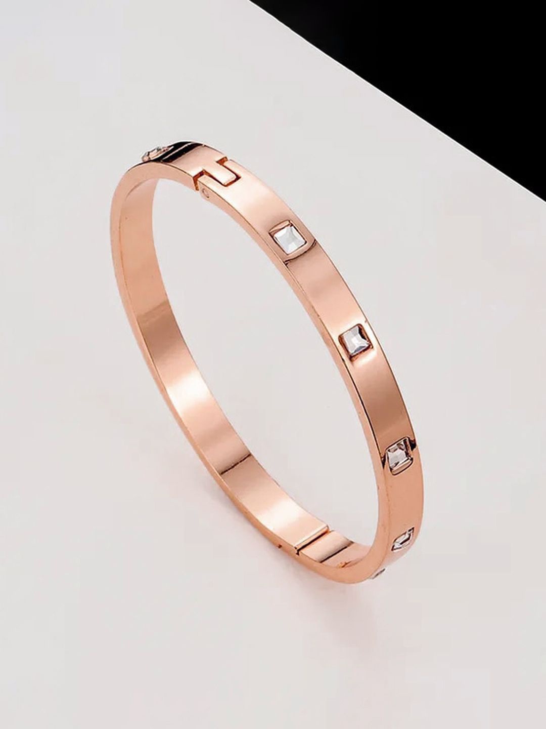 

Jewels Galaxy Women Crystals Rose Gold-Plated Bangle-Style Bracelet