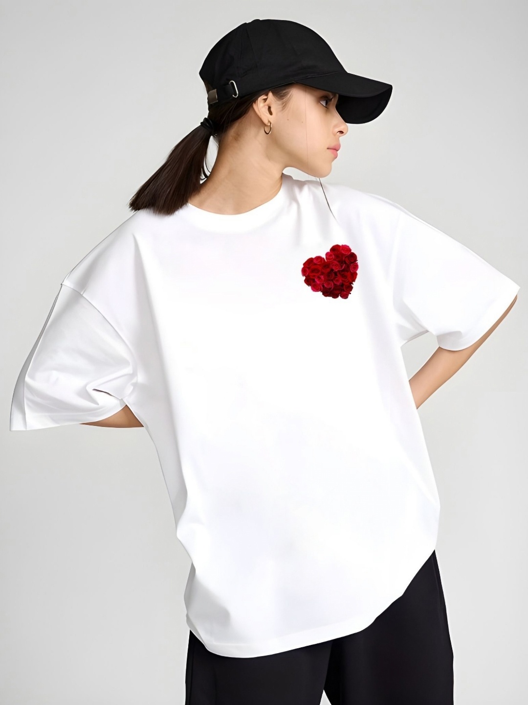 

DressBerry Women Graphic Printed Round Neck Cotton Relaxed Fit T-shirt, White