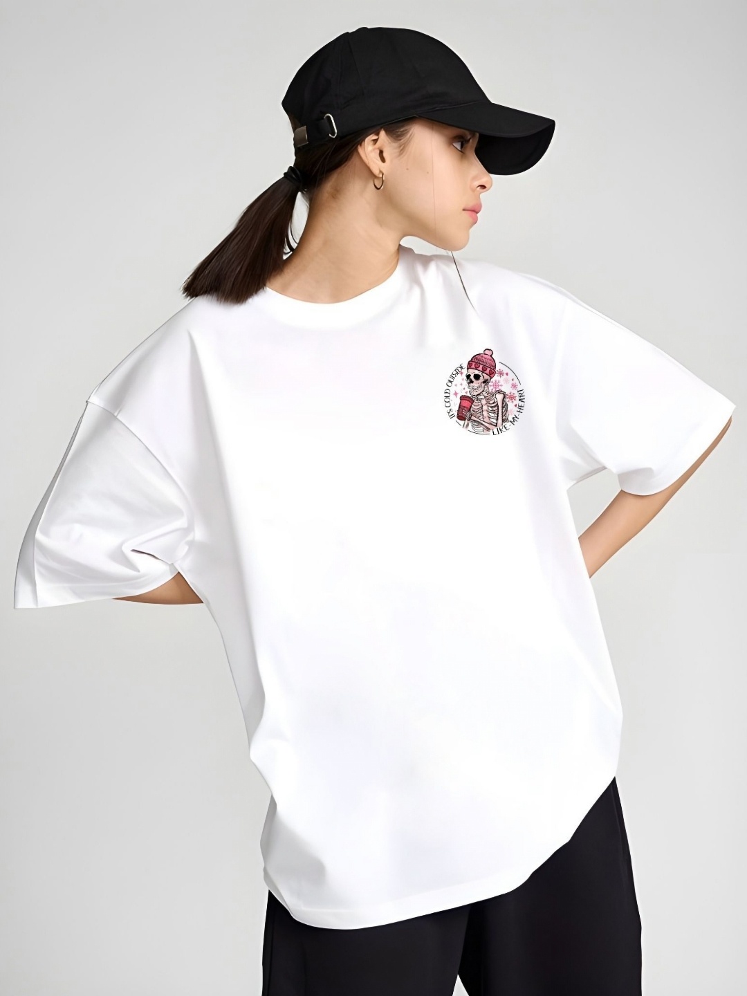 

DressBerry Women Graphic Printed Oversized T-shirt, White