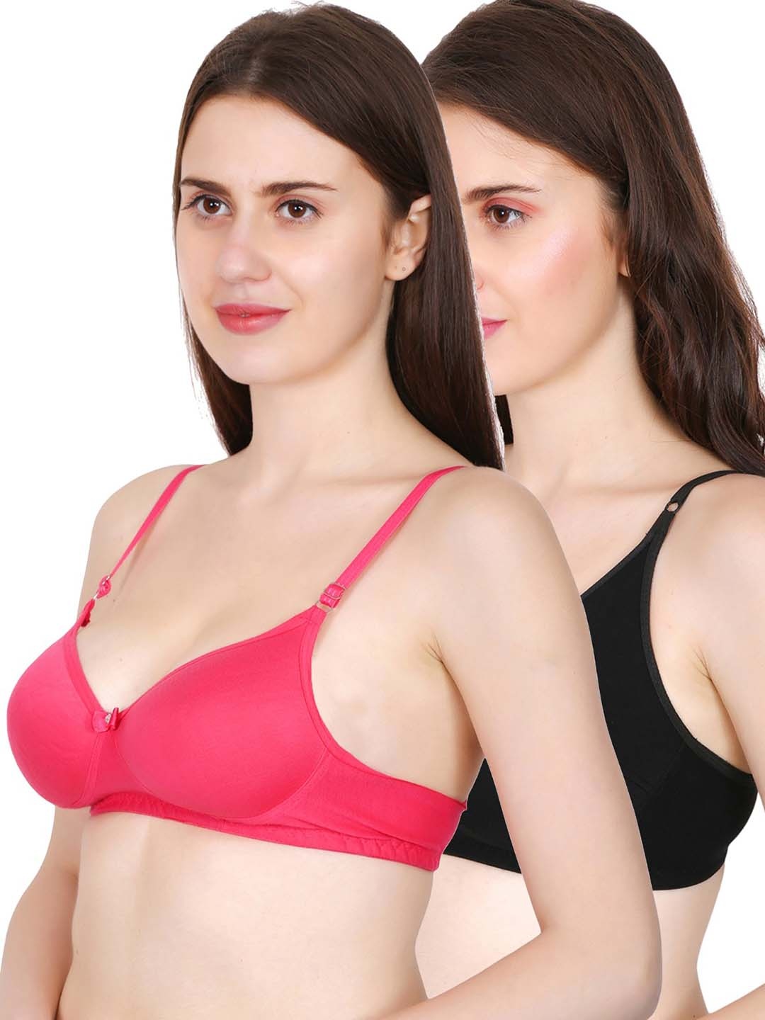 

Fihana Women Pack Of 2 Shoulder Straps Lingerie Set PRSA-NP-PNK-BLK-30B, Black
