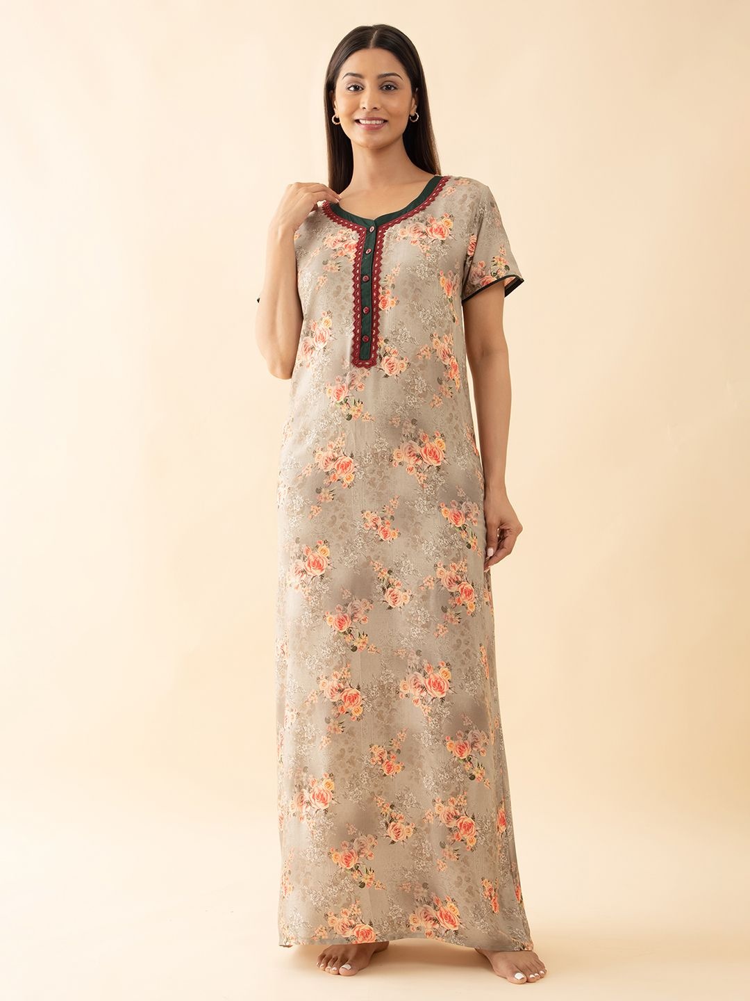 

Maybell Printed Maxi Nightdress, Green