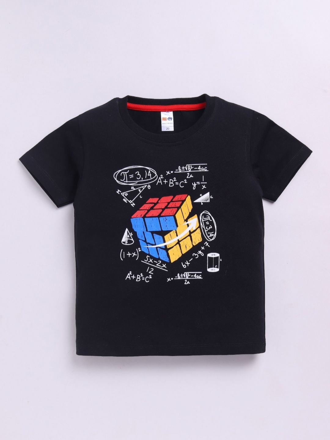 

LITTLE NINJA Boys Graphic Printed Round Neck Cotton T-shirt, Black
