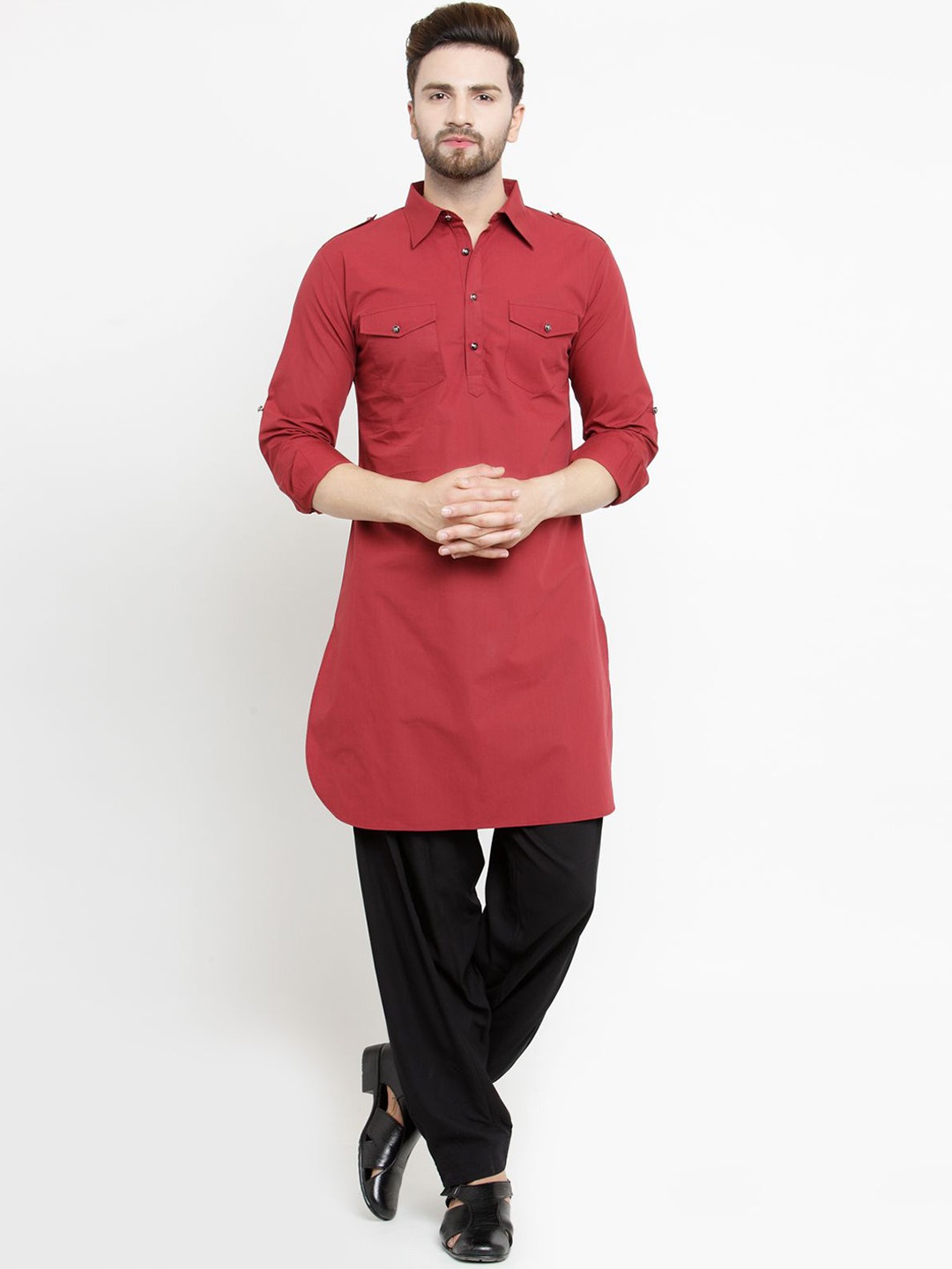 

Moda Rapido Shirt Collar Pathani Kurta, Maroon