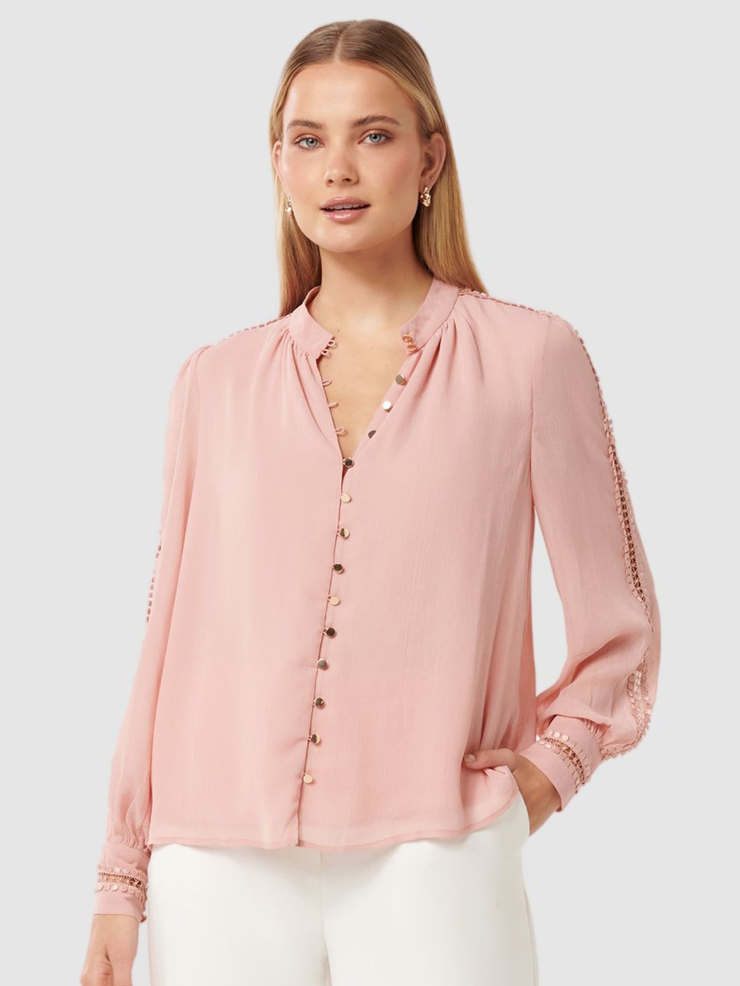 

Forever New Bishop Sleeves Blouson Top, Pink