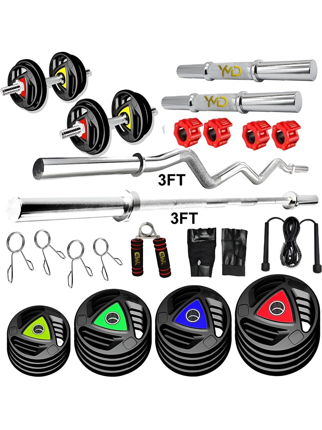 

YMD Set of 15 Home Gym Combo, Silver