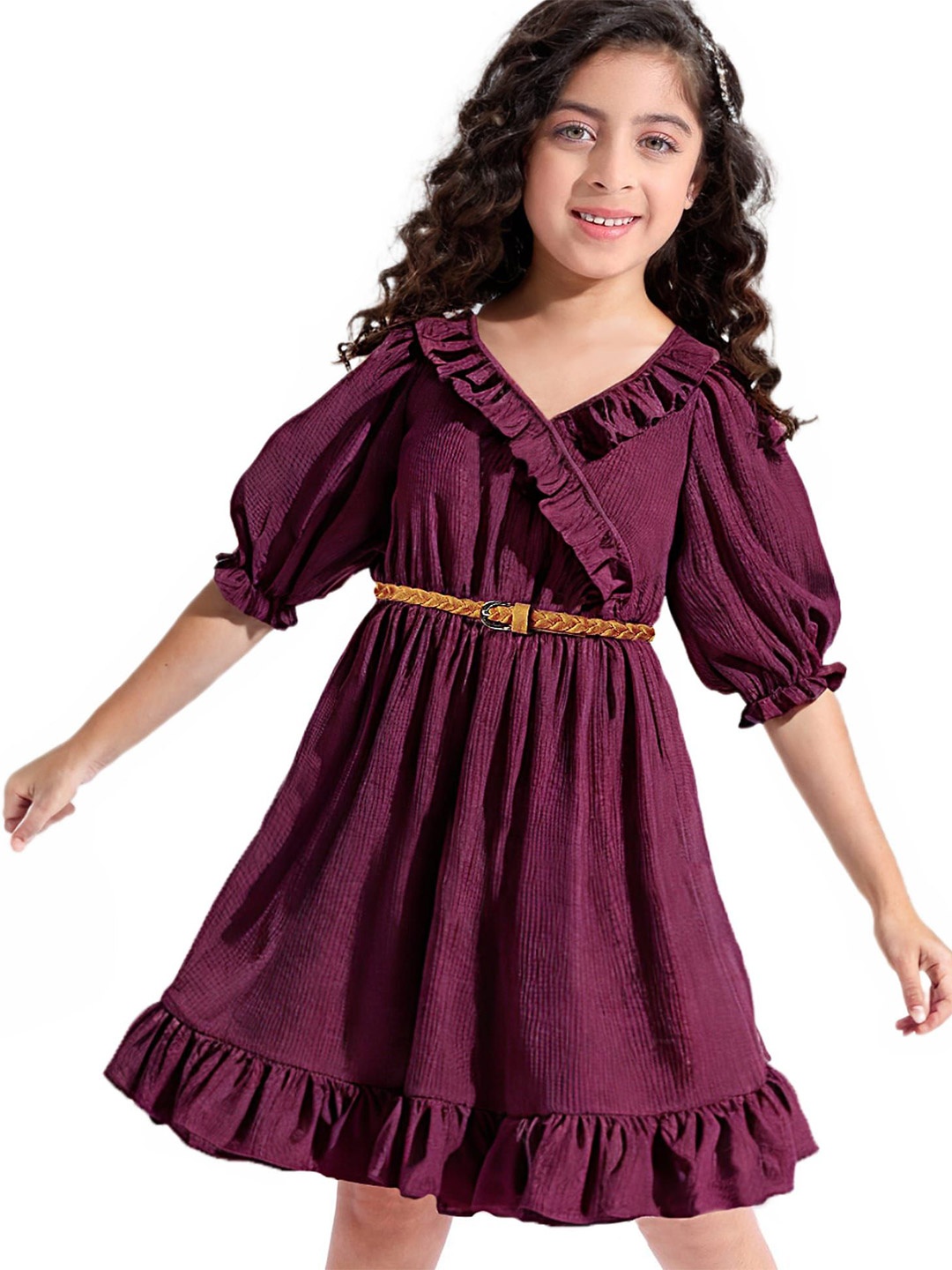

Hola Bonita Girls Fit & Flare Dress, Maroon