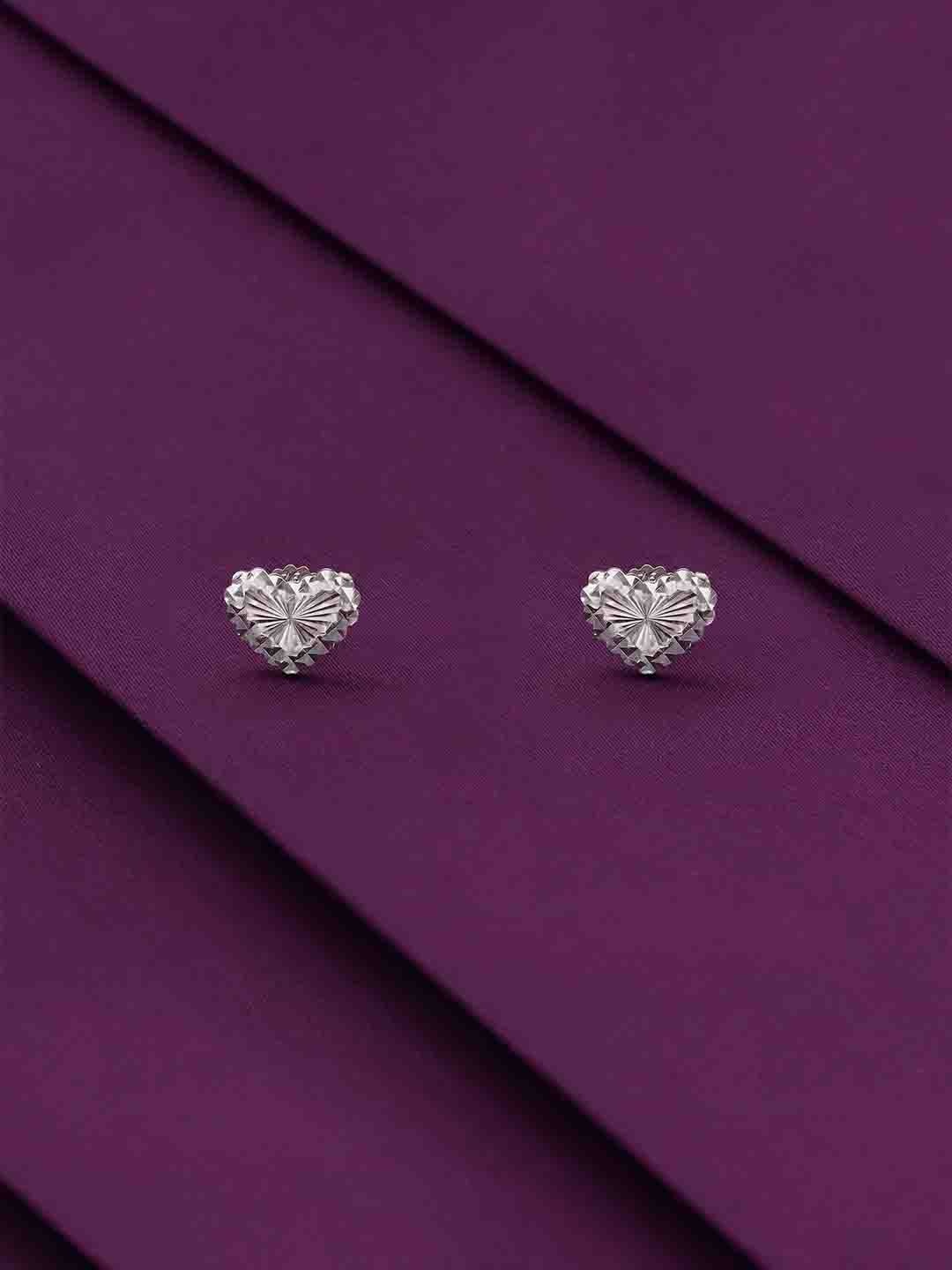 

KAI JEWEL 92.5 Sterling Silver Rhodium-Plated Heart Shaped Minimalistic Studs