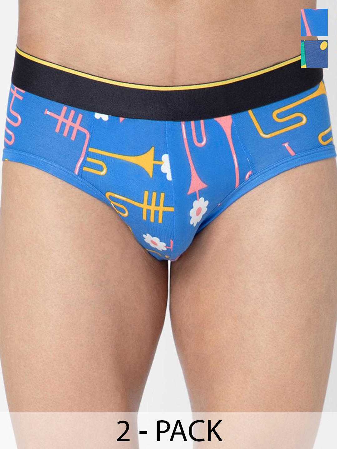 

bummer Men Pack of 2 Printed Micro Modal Briefs Underwear BRDBLZ02S-Dixie Blues, Lazy Luna, Blue