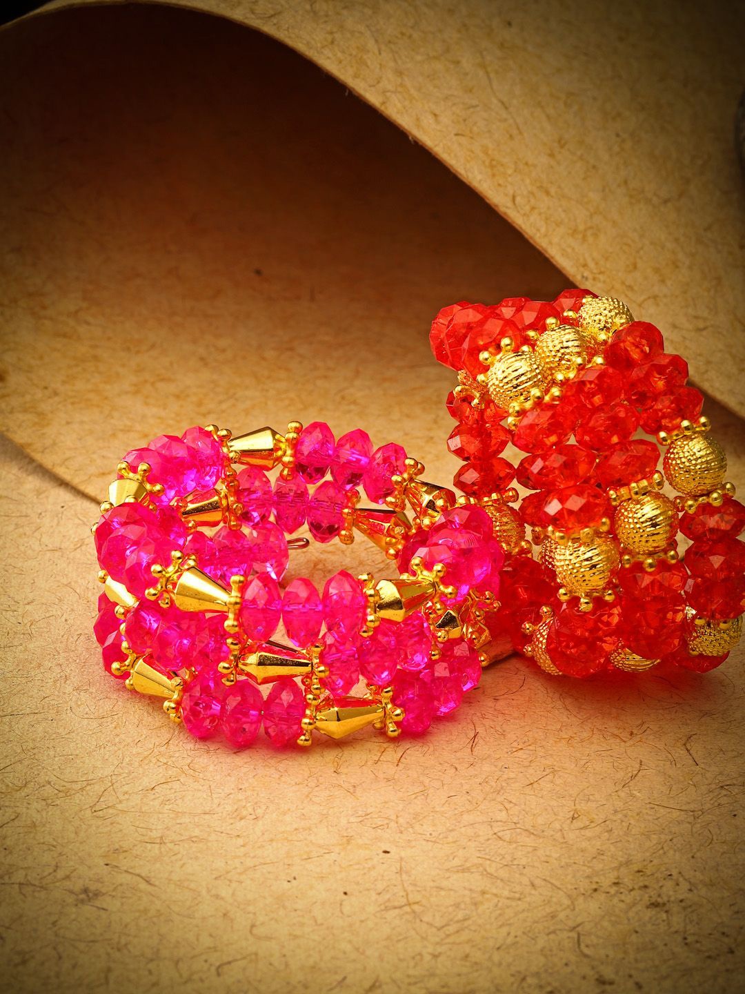 

Stoln Girls Set Of 2 Artificial Beaded Wraparound Bracelet, Pink