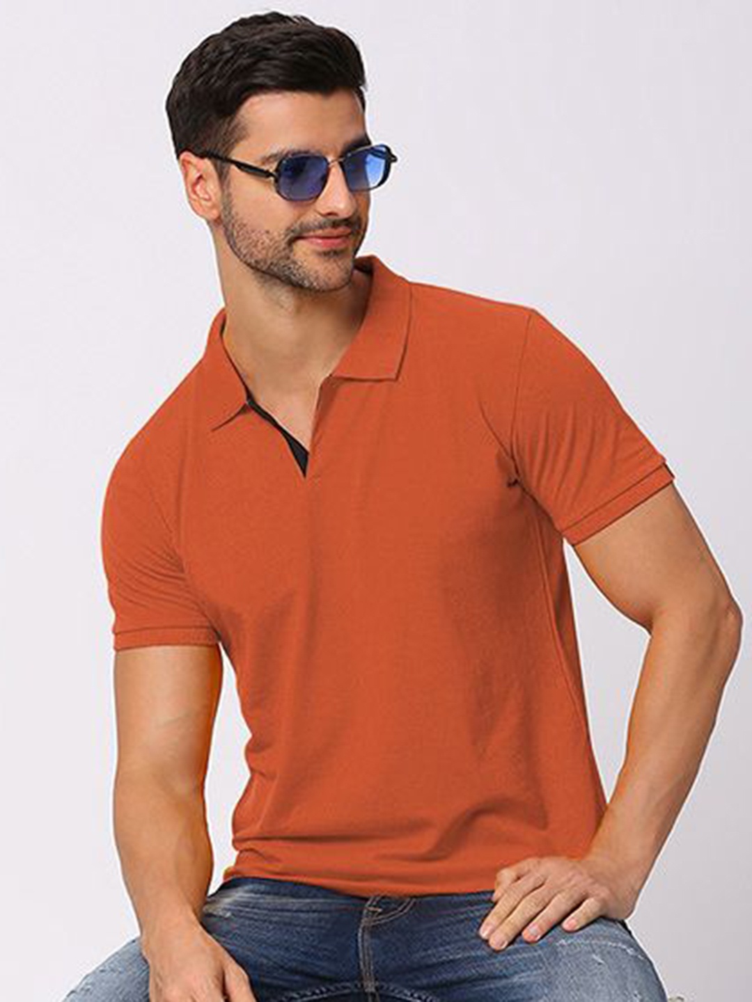 

Wear Your Opinion Men Pique Cotton Polo Collar Tshirt, Rust