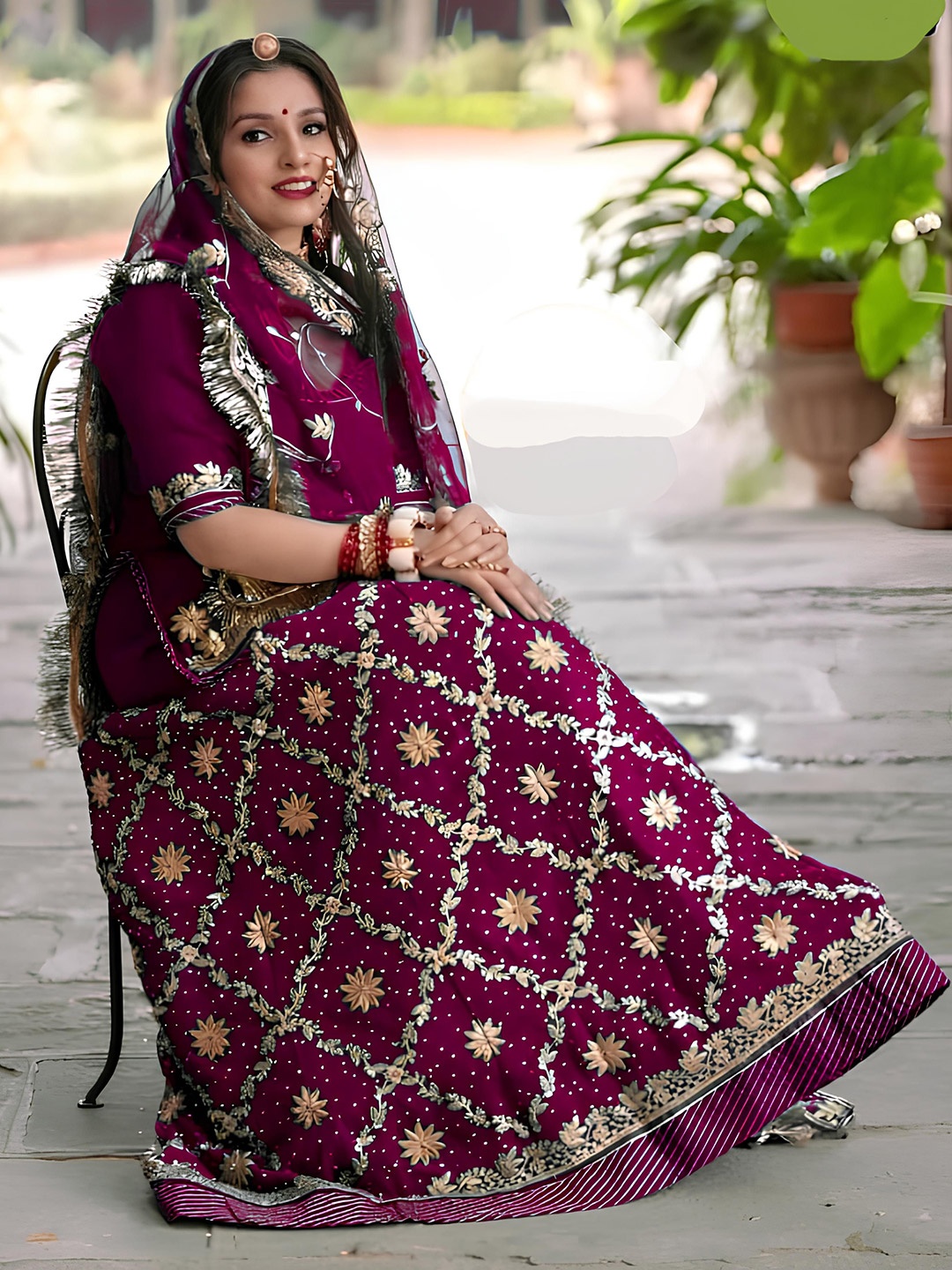 

MADHUR HAND WORK ART Embroidered Semi-Stitched Lehenga & Unstitched Blouse With Dupatta, Purple