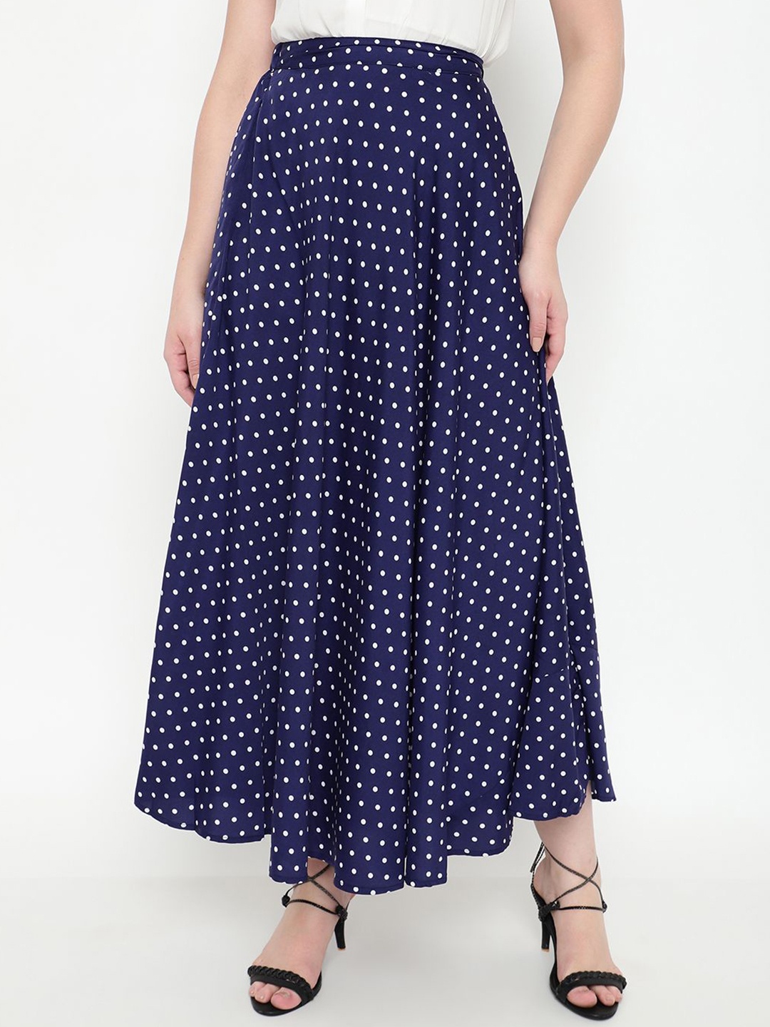 

Satrisha Women Printed Flared Maxi Skirt, Navy blue