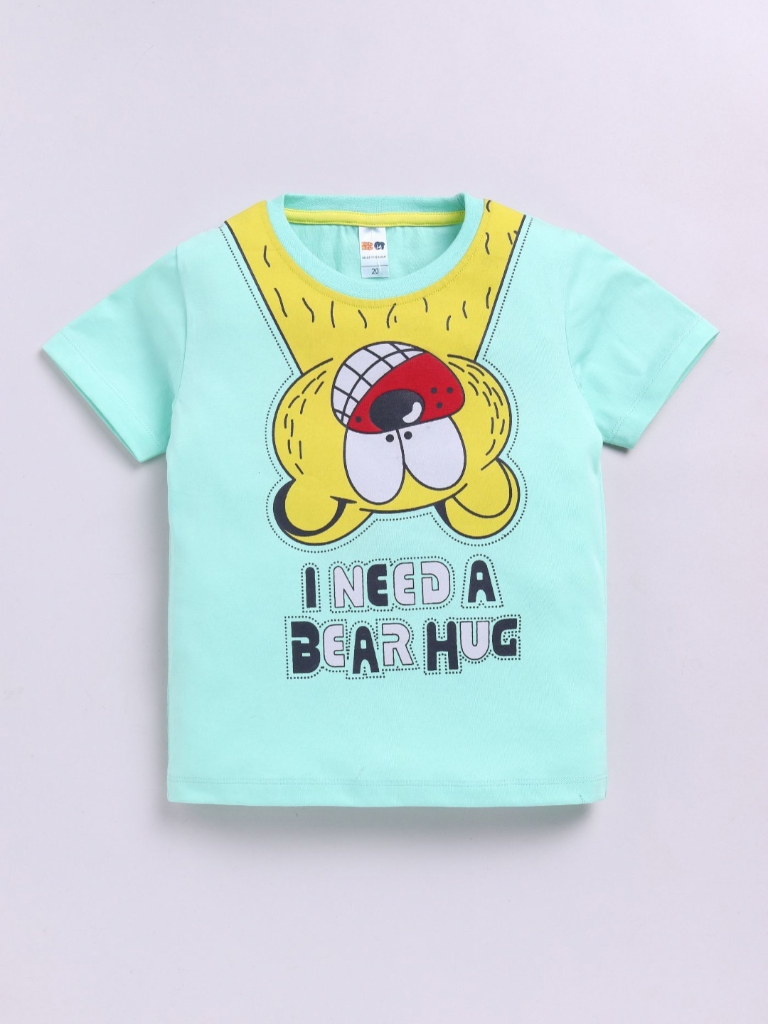 

LITTLE NINJA Boys Graphic Printed Round Neck Cotton T-shirt, Sea green