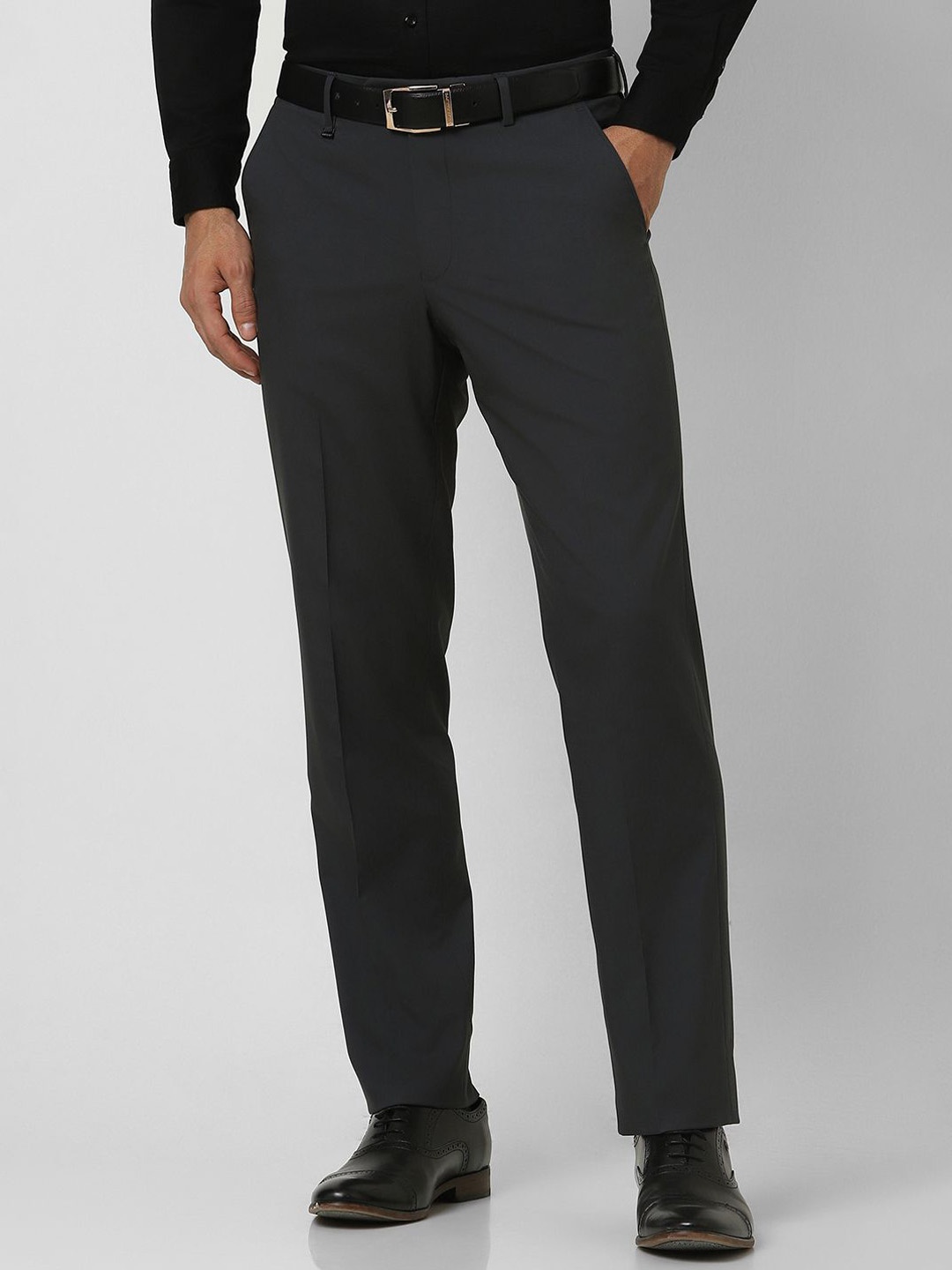 

Van Heusen Men Regular Fit Mid-Rise Formal Trouser, Charcoal