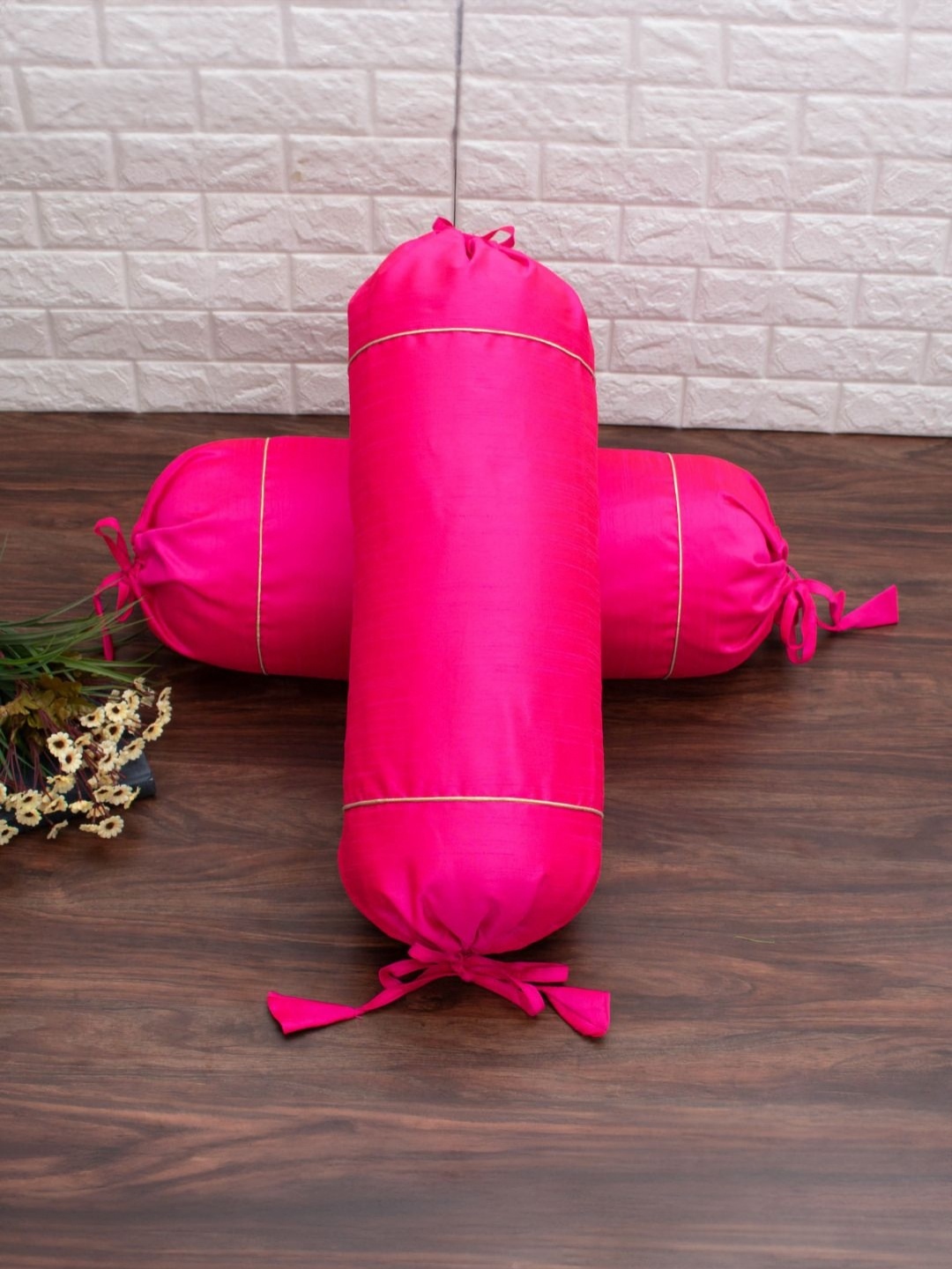

RoyalDeco 2-Pcs Magenta BolsterCovers
