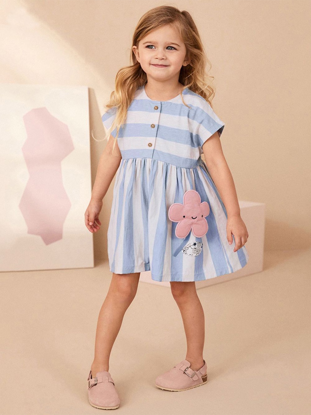 

StyleCast x Revolte Girls Striped Cotton Fit & Flare Dress, Blue