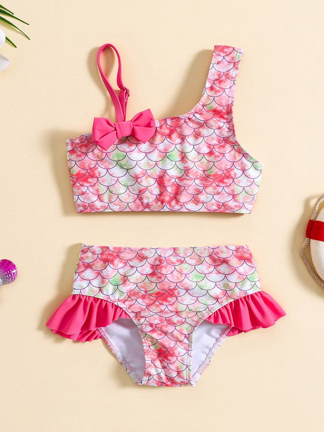 

YK Infant Girls Printed Top & Briefs Swim Set, Red