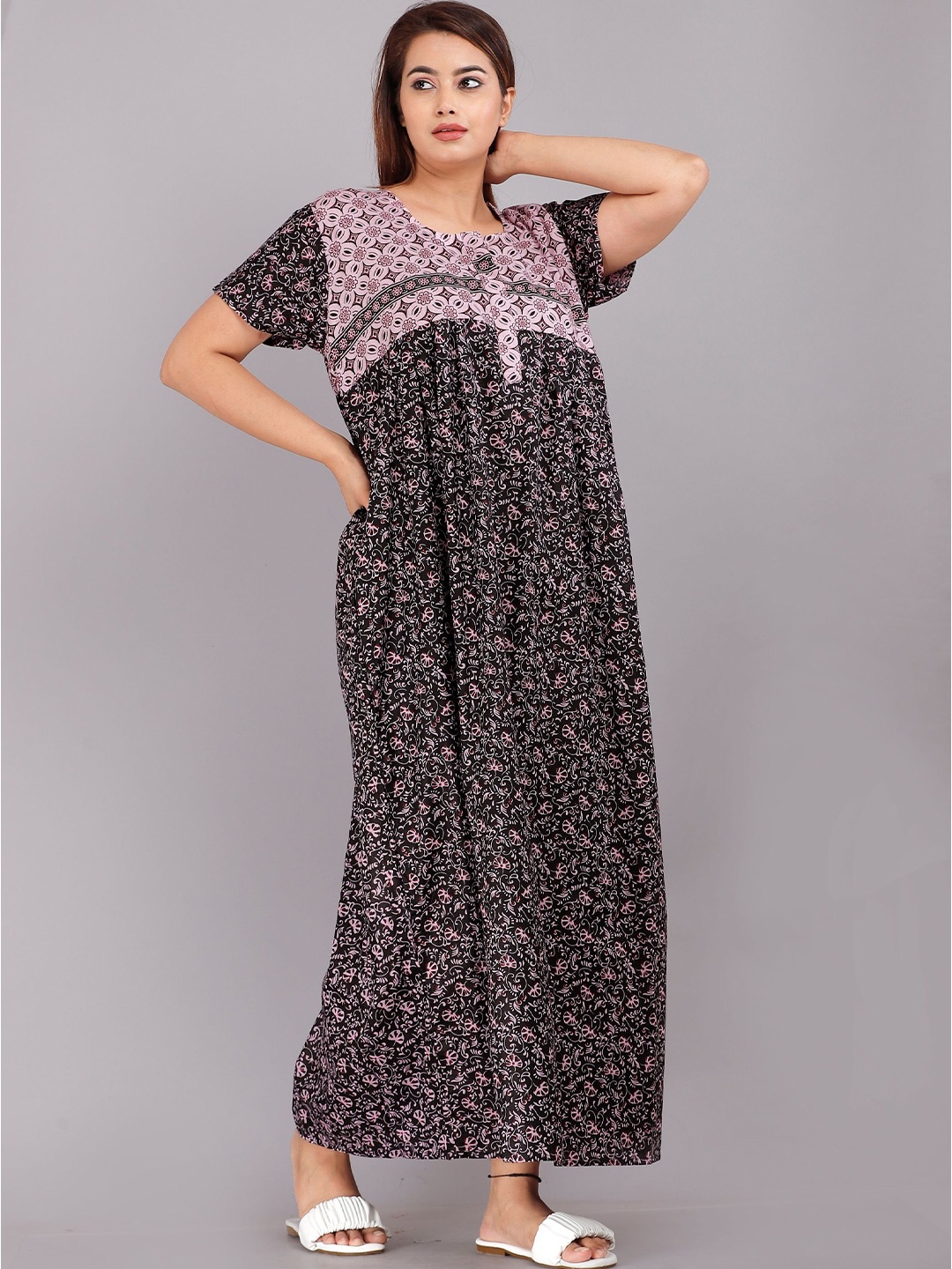 

PR PINK ROYAL Printed Maxi Nightdress