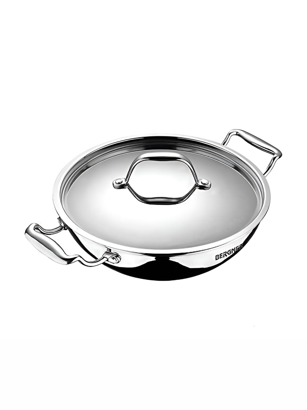 

BERGNER Argent Silver-Toned Induction Base Tri-Ply Stainless Steel Kadhai and Wok