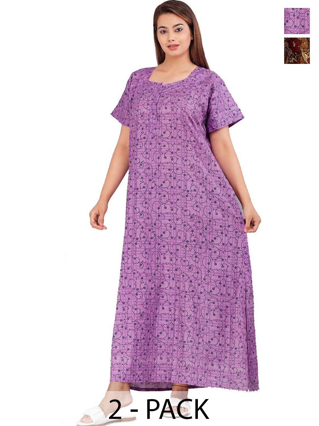 

PR PINK ROYAL Printed Maxi Nightdress, Brown
