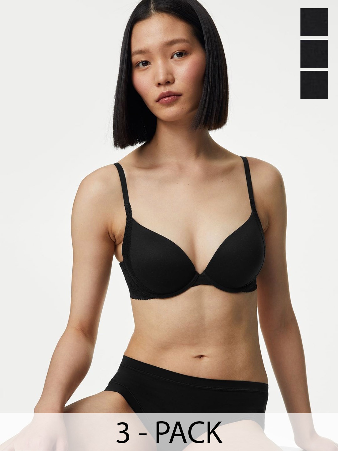 

Marks & Spencer Pack of 3 Low-Rise Briefs - T614905BLACK, Black
